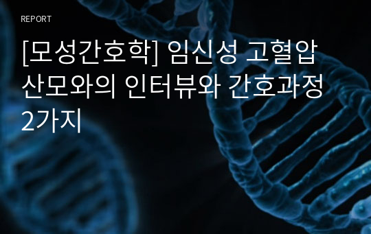 [모성간호학] 임신성 고혈압 산모와의 인터뷰와 간호과정 2가지