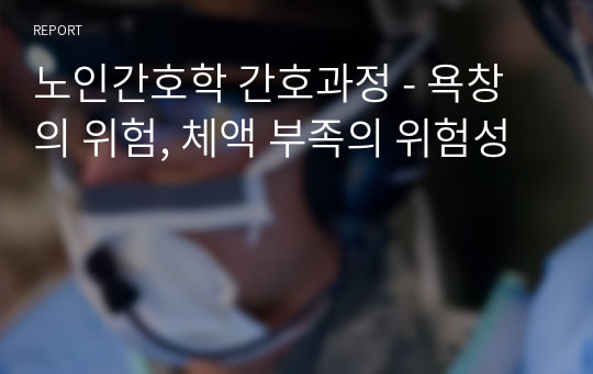 노인간호학 간호과정 - 욕창의 위험, 체액 부족의 위험성