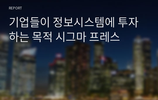 기업들이 정보시스템에 투자하는 목적 시그마 프레스