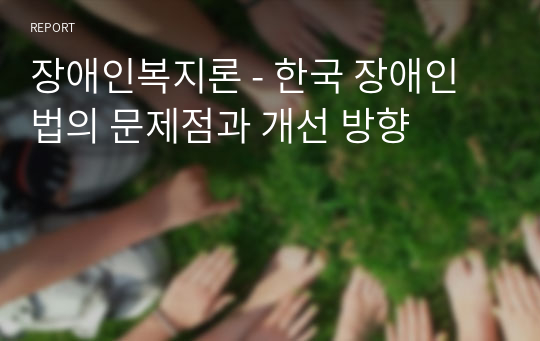 장애인복지론 - 한국 장애인법의 문제점과 개선 방향