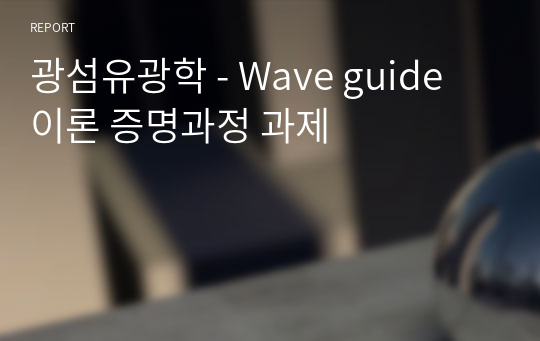 광섬유광학 - Wave guide 이론 증명과정 과제