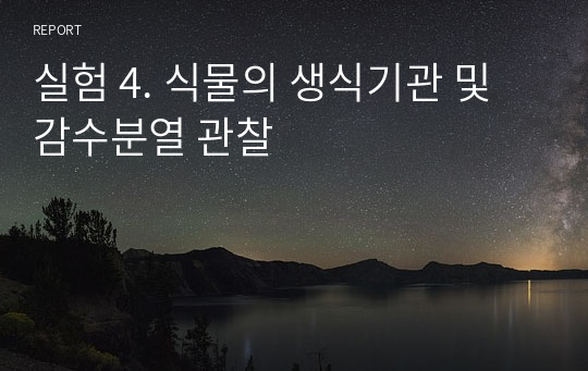 실험 4. 식물의 생식기관 및 감수분열 관찰