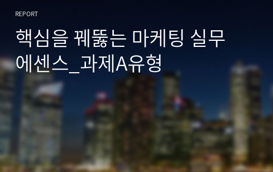 핵심을 꿰뚫는 마케팅 실무 에센스_과제A유형