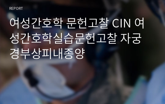 여성간호학 문헌고찰 CIN 여성간호학실습문헌고찰 자궁경부상피내종양