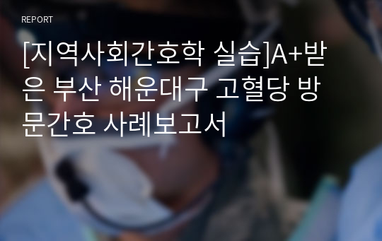 [지역사회간호학 실습]A+받은 부산 해운대구 고혈당 방문간호 사례보고서