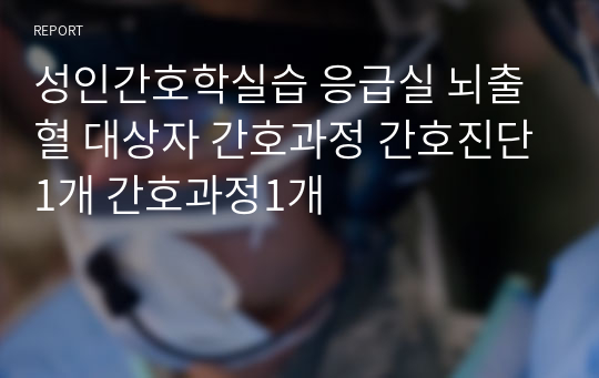 성인간호학실습 응급실 뇌출혈 대상자 간호과정 간호진단1개 간호과정1개