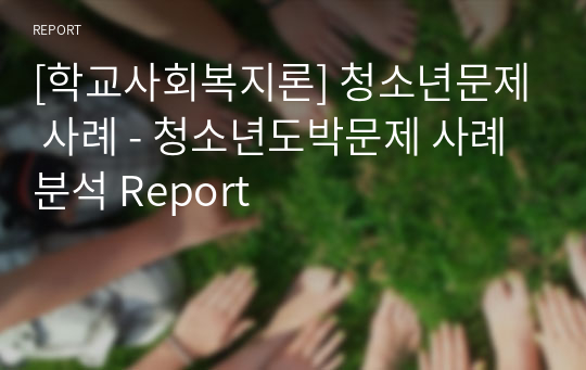 [학교사회복지론] 청소년문제 사례 - 청소년도박문제 사례분석 Report