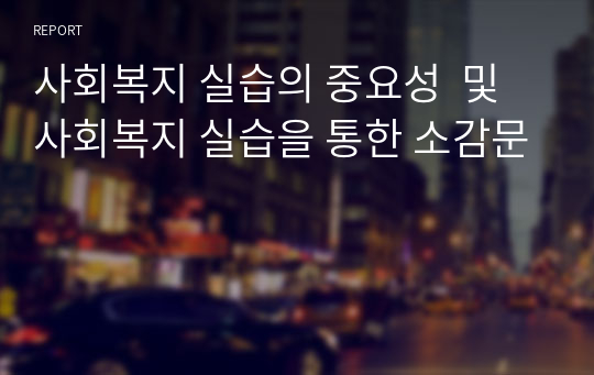 사회복지 실습의 중요성  및 사회복지 실습을 통한 소감문