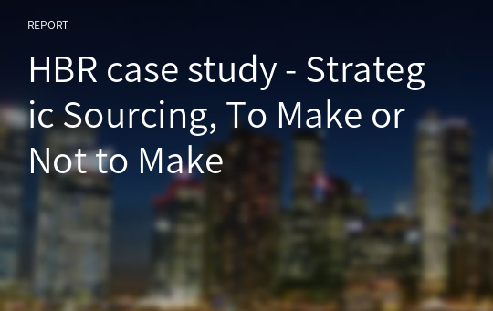 HBR case study - Strategic Sourcing, To Make or Not to Make