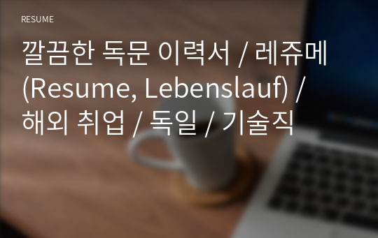 깔끔한 독문 이력서 / 레쥬메 (Resume, Lebenslauf) / 해외 취업 / 독일 / 기술직