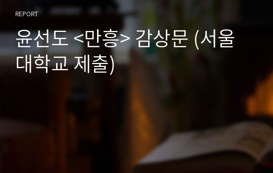 윤선도 &lt;만흥&gt; 감상문 (서울대학교 제출)