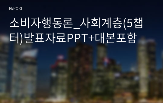소비자행동론_사회계층(5챕터)발표자료PPT+대본포함