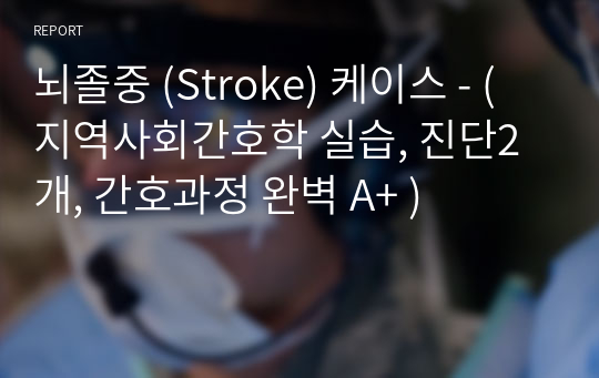 뇌졸중 (Stroke) 케이스 - ( 지역사회간호학 실습, 진단2개, 간호과정 완벽 A+ )