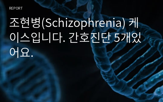 조현병(Schizophrenia) 케이스입니다. 간호진단 5개있어요.