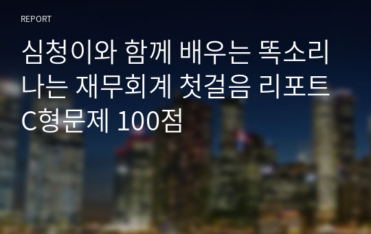 심청이와 함께 배우는 똑소리나는 재무회계 첫걸음 리포트C형문제 100점