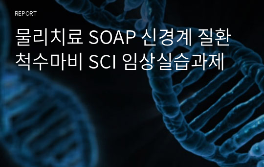 물리치료 SOAP 신경계 질환 척수마비 SCI 임상실습과제