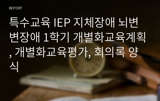 IEP 순회학급 초등 1학년  지체장애 뇌변변장애 1학기 개별화교육계획, 개별화교육평가, 회의록 양식