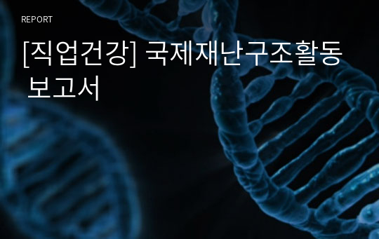 [직업건강] 국제재난구조활동 보고서