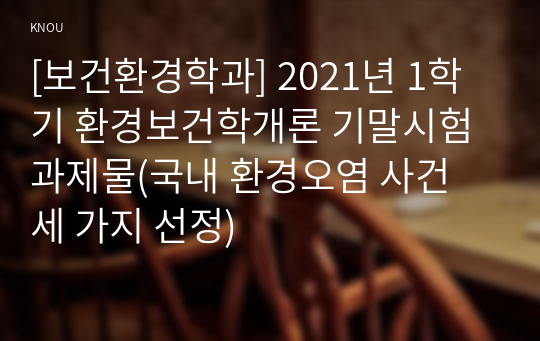 [보건환경학과] 2021년 1학기 환경보건학개론 기말시험 과제물(국내 환경오염 사건 세 가지 선정)