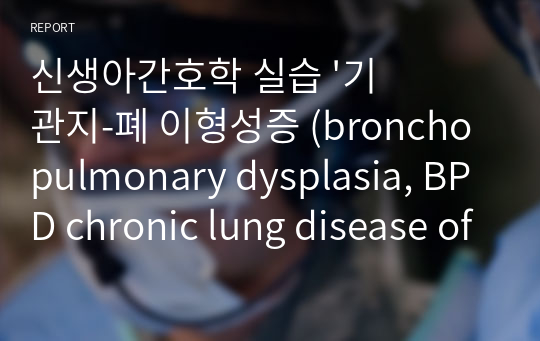 신생아간호학 실습 &#039;기관지-폐 이형성증 (bronchopulmonary dysplasia, BPD chronic lung disease of prematurity CLD)&#039; Ward Class (워드클래스) 질병조사