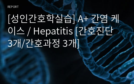 [성인간호학실습] A+ 간염 케이스 / Hepatitis [간호진단 3개/간호과정 3개]