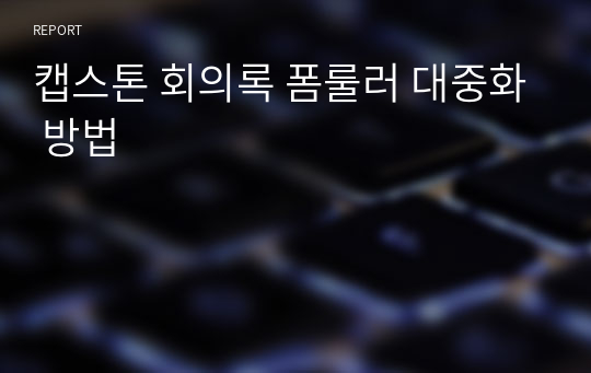 캡스톤 회의록 폼룰러 대중화 방법