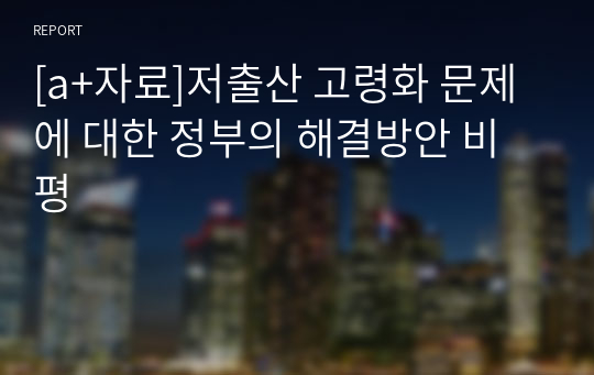 [a+자료]저출산 고령화 문제에 대한 정부의 해결방안 비평