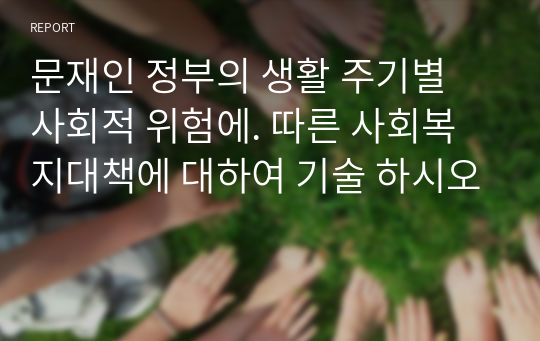 문재인 정부의 생활 주기별 사회적 위험에 따른 사회복지대책에 대하여 기술 하시오