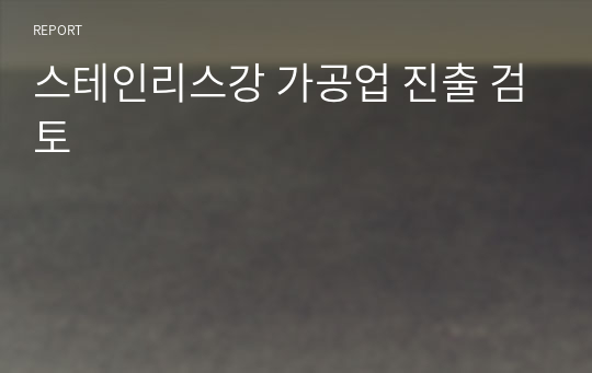 스테인리스강 가공업 진출 검토