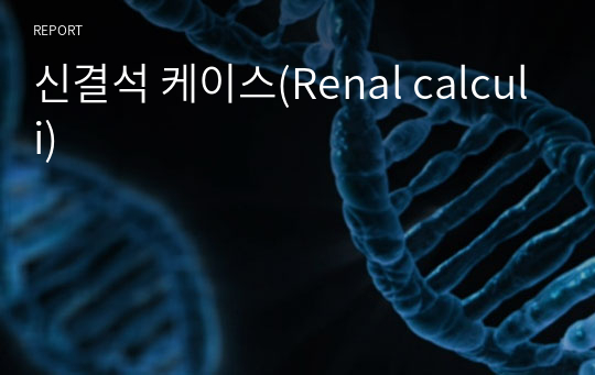 신결석 케이스(Renal calculi)/간호진단 2개, 간호과정 2개