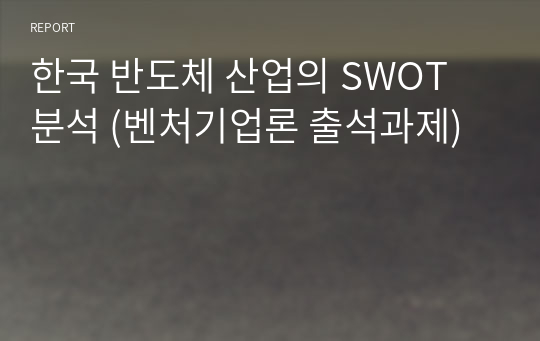 한국 반도체 산업의 SWOT 분석 (벤처기업론 출석과제)