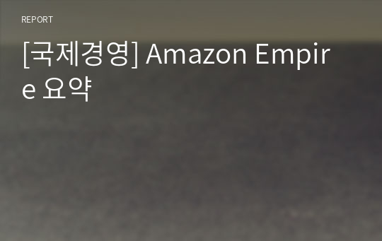 [국제경영] Amazon Empire 요약