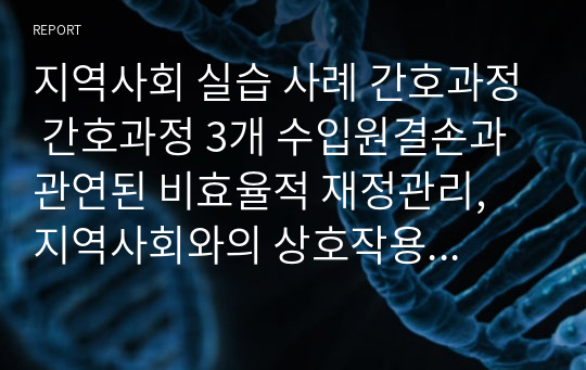 지역사회 실습 사례 간호과정 간호과정 3개 수입원결손과 관연된 비효율적 재정관리, 지역사회와의 상호작용부족, 퇴행적상태와 관련된 비효과적 대처