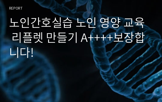 노인간호실습 노인 영양 교육 리플렛 만들기 A++++보장합니다!