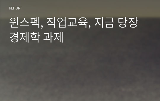 윈스펙, 직업교육, 지금 당장 경제학 과제