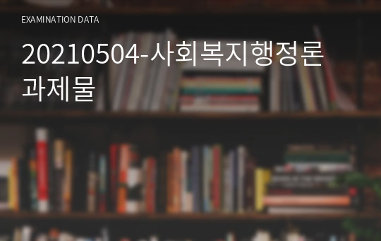 20210504-사회복지행정론 과제물