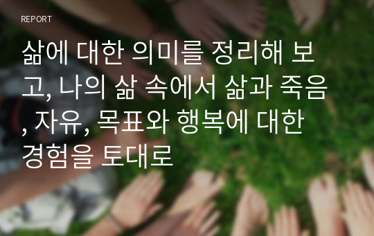 삶에 대한 의미를 정리해 보고, 나의 삶 속에서 삶과 죽음, 자유, 목표와 행복에 대한 경험을 토대로