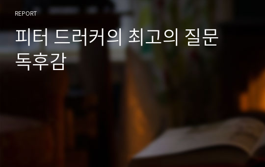 피터 드러커의 최고의 질문 독후감