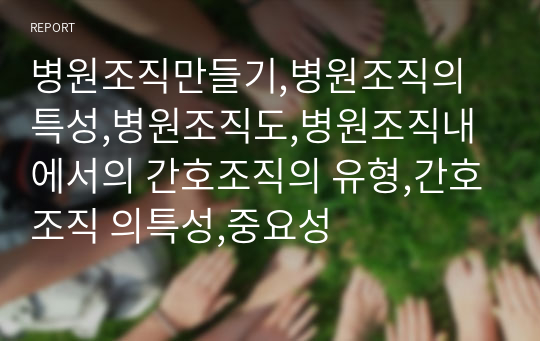 병원조직만들기,병원조직의 특성,병원조직도,병원조직내에서의 간호조직의 유형,간호조직 의특성,중요성