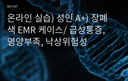 온라인 실습) 성인 A+) 장폐색 EMR 케이스/ 급성통증, 영양부족, 낙상위험성