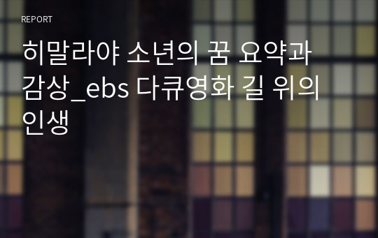 히말라야 소년의 꿈 요약과 감상_ebs 다큐영화 길 위의 인생