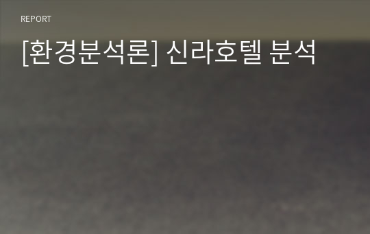 [환경분석론] 신라호텔 분석