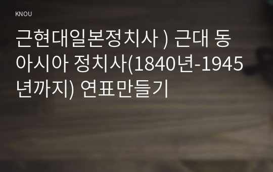 근현대일본정치사 ) 근대 동아시아 정치사(1840년-1945년까지) 연표만들기