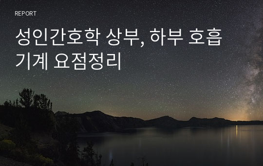 성인간호학 상부, 하부 호흡기계 요점정리