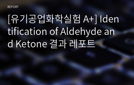 [유기공업화학실험 A+] Identification of Aldehyde and Ketone 결과 레포트