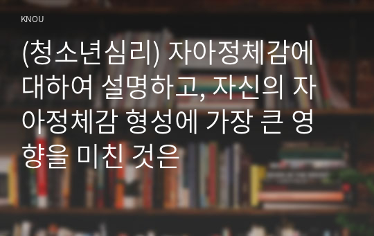 (청소년심리) 자아정체감에 대하여 설명하고, 자신의 자아정체감 형성에 가장 큰 영향을 미친 것은