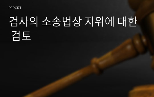 검사의 소송법상 지위에 대한 검토