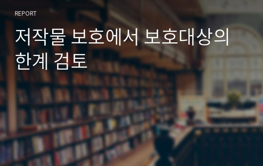 저작물 보호에서 보호대상의 한계 검토