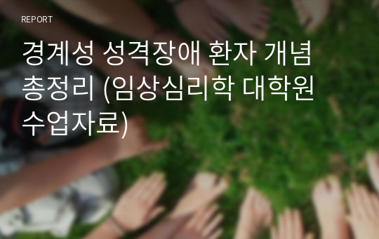 경계성 성격장애 환자 개념 총정리 (임상심리학 대학원 수업자료)