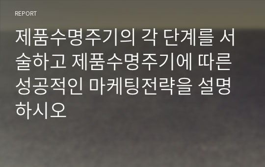 제품수명주기의 각 단계를 서술하고 제품수명주기에 따른 성공적인 마케팅전략을 설명하시오